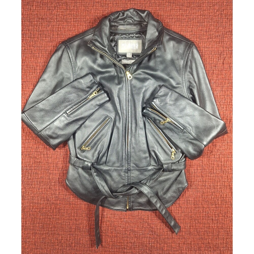 Wilsons Leather Motorcycle Jacket Womens S Black Thinsulate Vintage Biker Moto